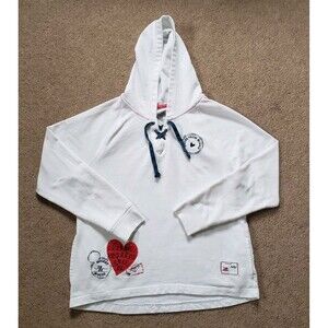 Disney Kisses From Minnie Embroidered Graphic Hoodie Sweatshirt White Medium